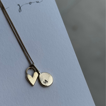 Initial Necklace X Darling Heart Petite - 9ct Yellow Gold