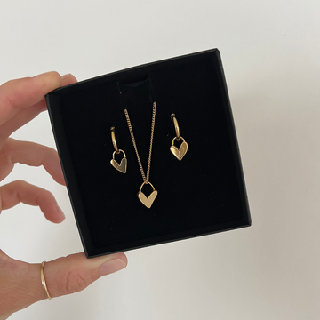 Darling Heart Necklace & Hoops Bundle - Gold Vermeil